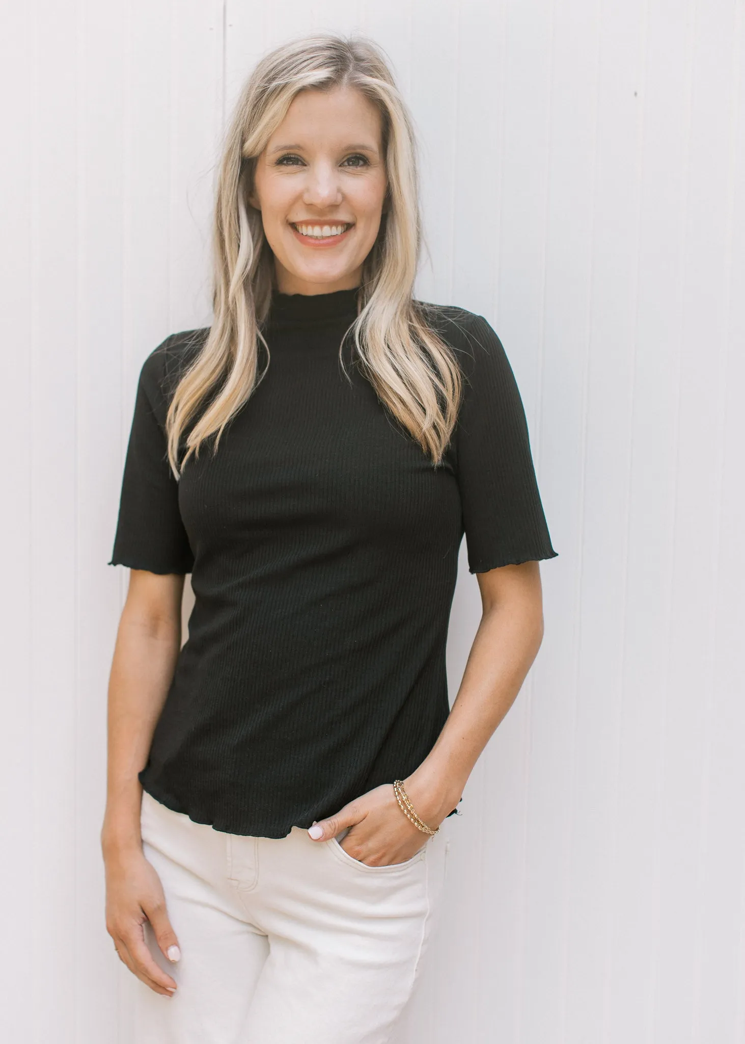 XZ Black Ruffle Edge Top