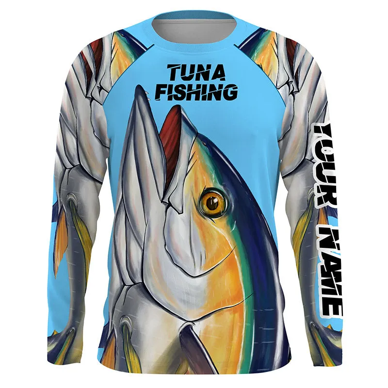 Yellowfin Tuna Custom name Long Sleeve tournament Fishing jerseys TTS0547