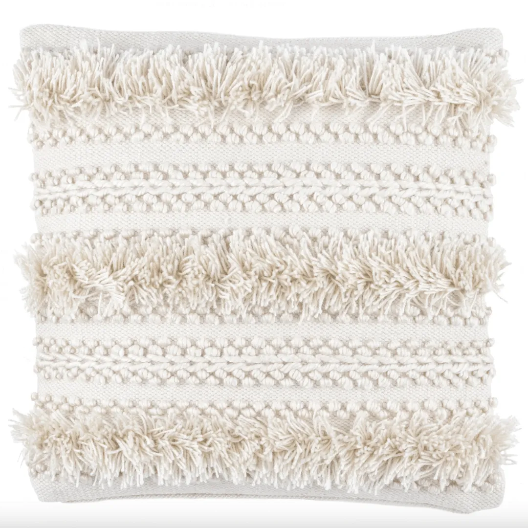 Zhara Stripe Ivory Indoor/Outdoor Decorative Pillow Cover